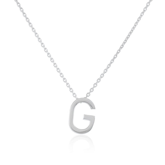 Rhodium plated silver Initial G Necklace PSJCNP - GR - FJewellery