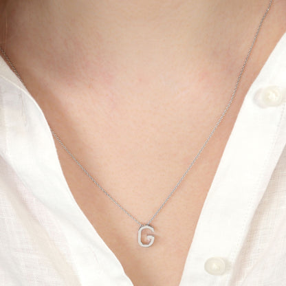 Rhodium plated silver Initial G Necklace PSJCNP - GR - FJewellery