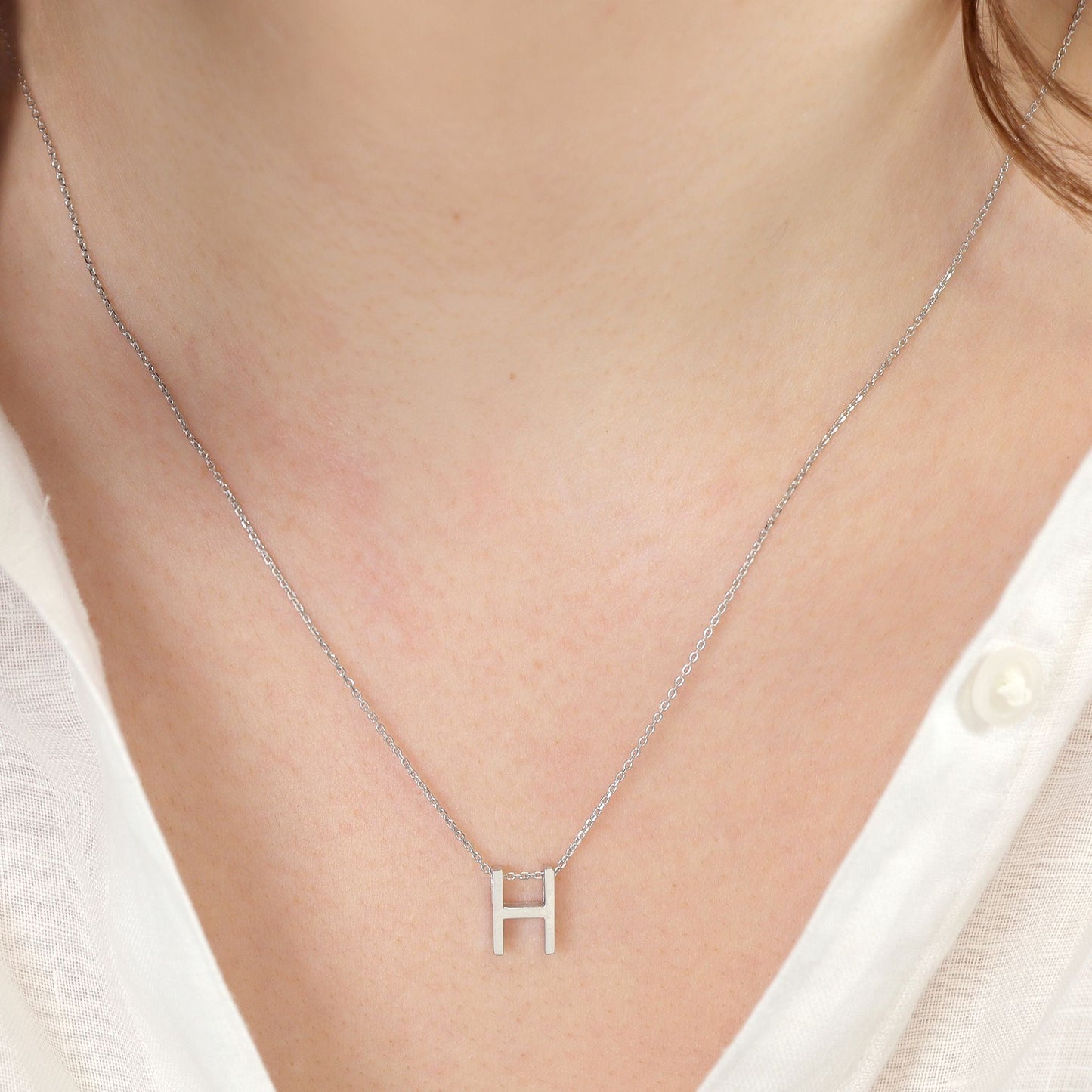 Rhodium plated silver Initial G Necklace PSJCNP - HR - FJewellery