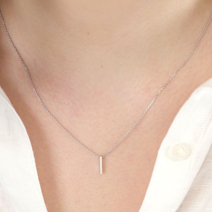 Rhodium plated silver Initial I Necklace PSJCNP - IR - FJewellery