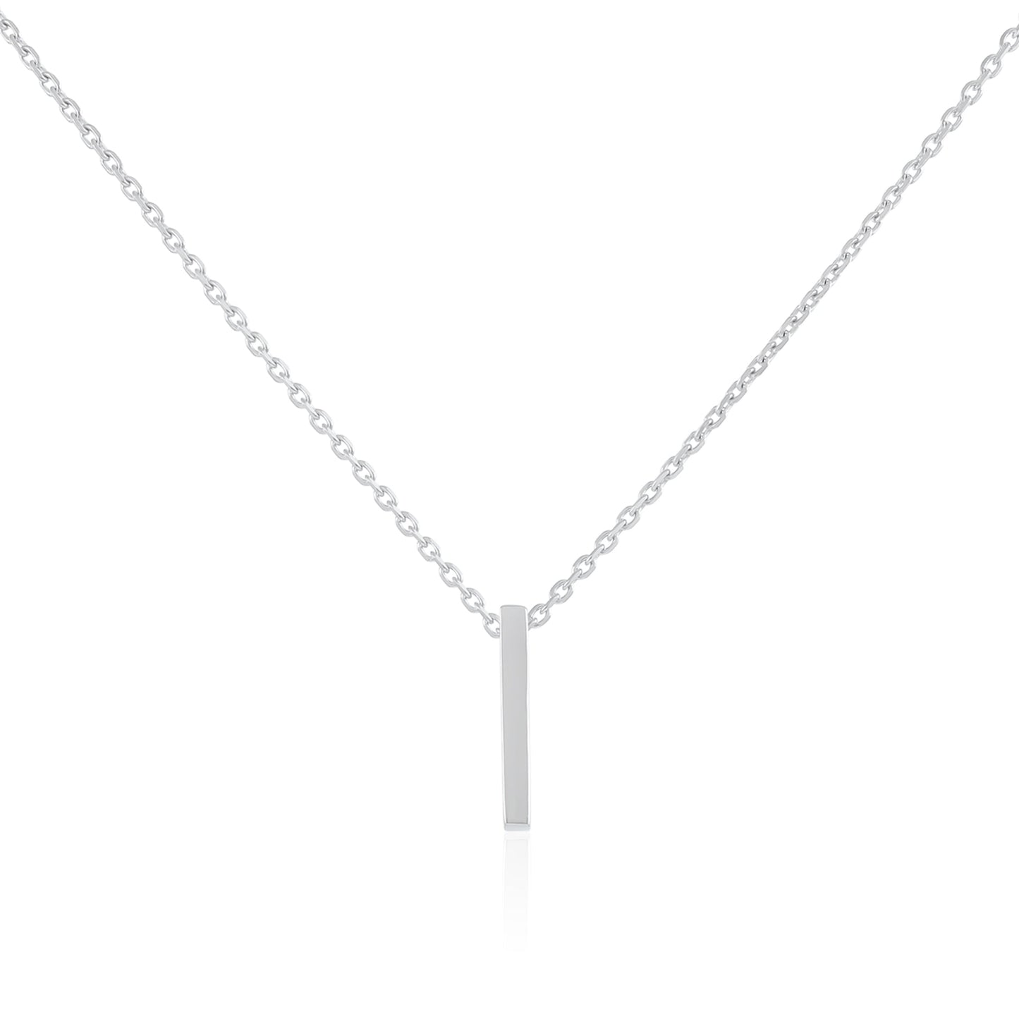 Rhodium plated silver Initial I Necklace PSJCNP - IR - FJewellery