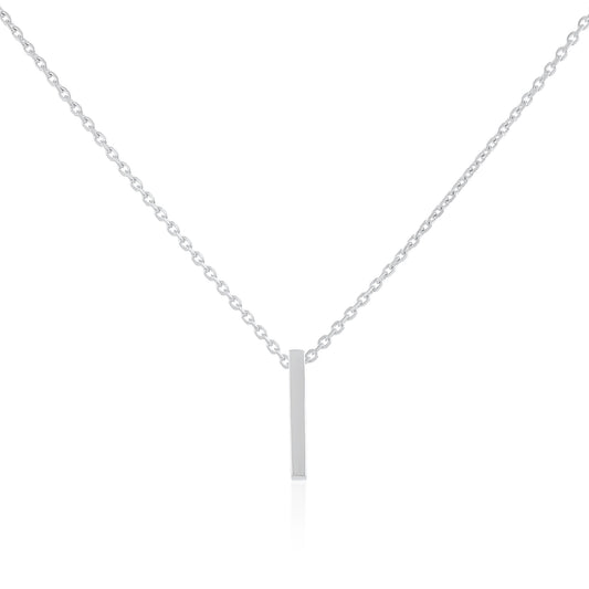 Rhodium plated silver Initial I Necklace PSJCNP - IR - FJewellery
