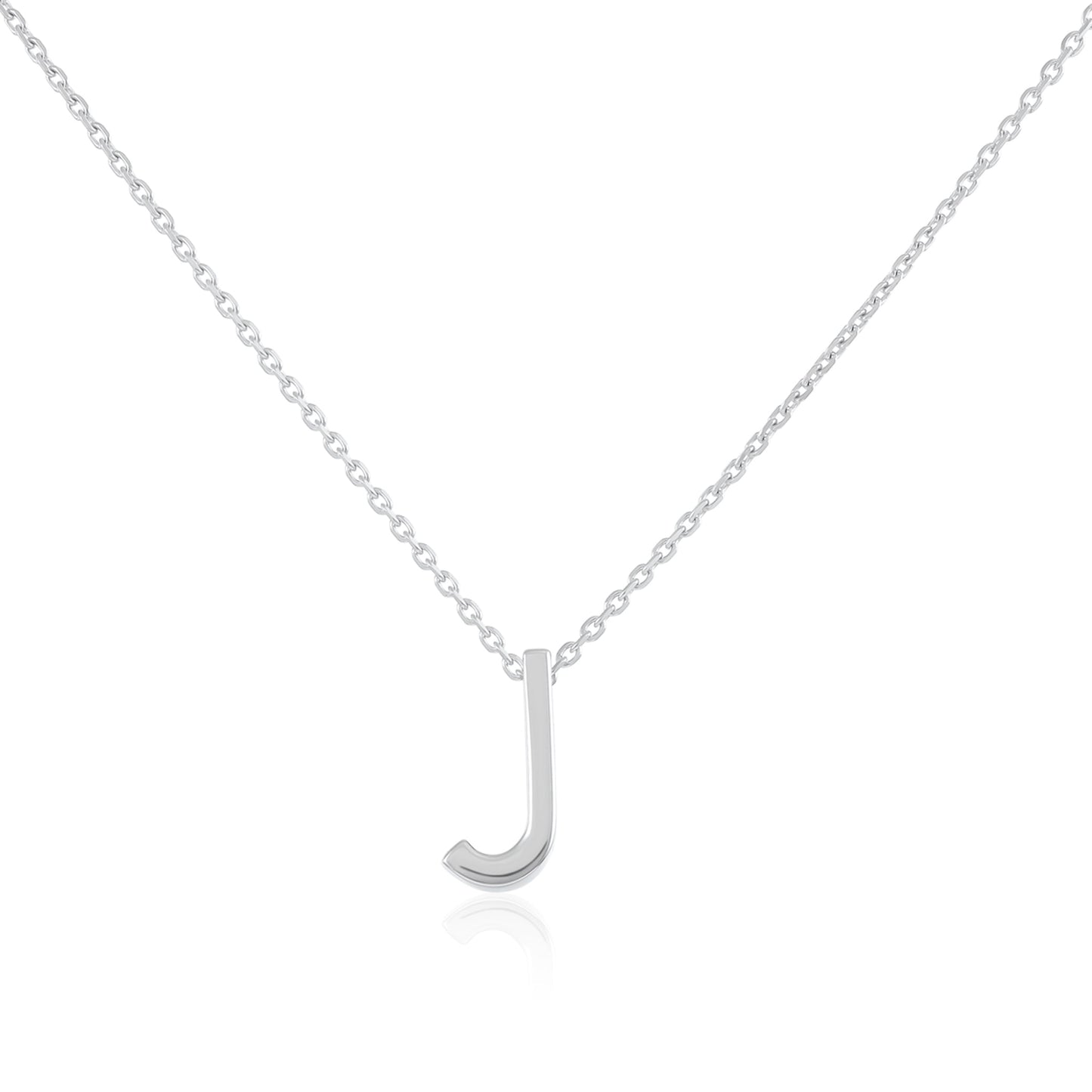 Rhodium plated silver Initial J Necklace PSJCNP - JR - FJewellery