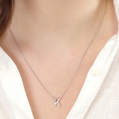 Rhodium plated silver Initial K Necklace PSJCNP - KR - FJewellery