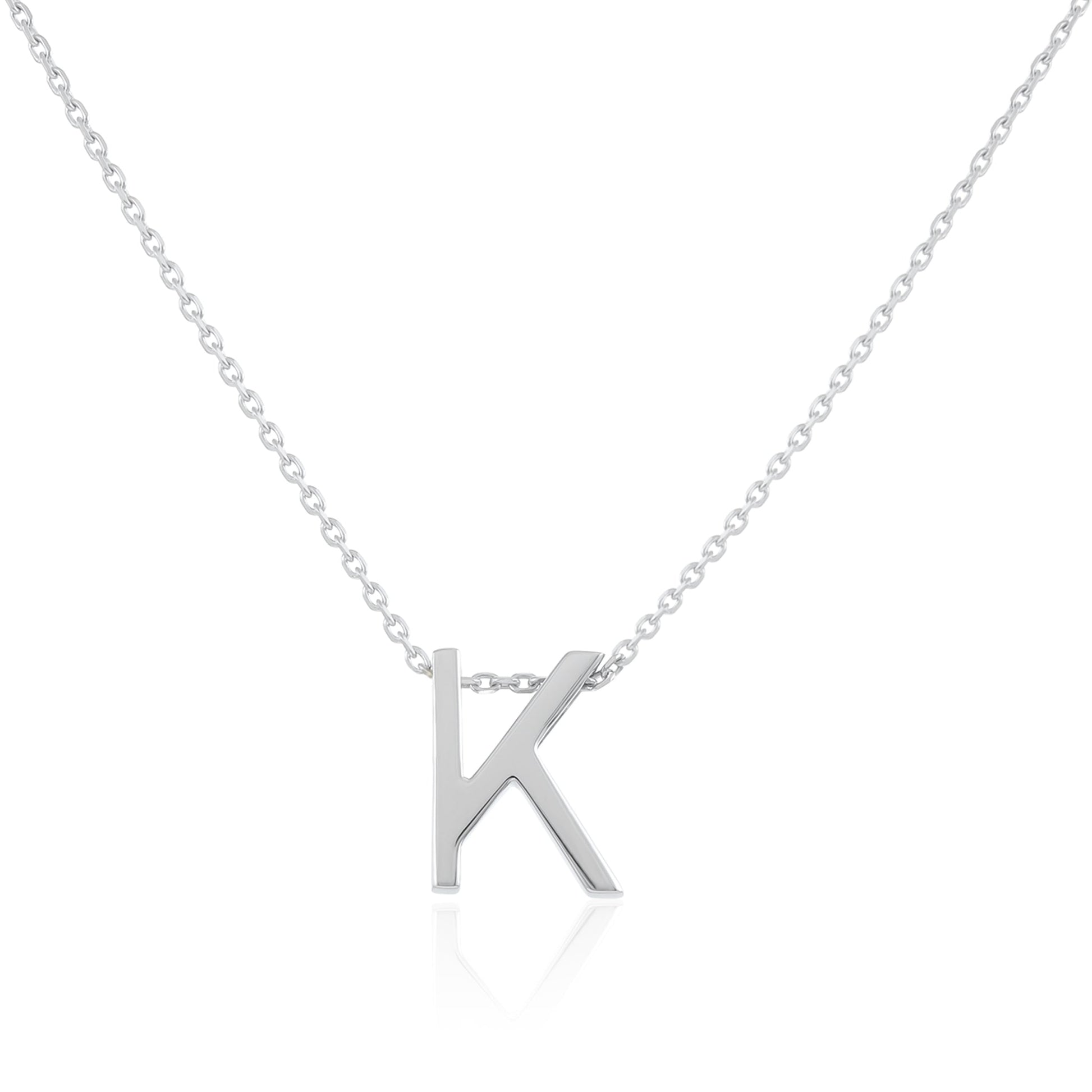 Rhodium plated silver Initial K Necklace PSJCNP - KR - FJewellery
