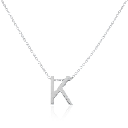 Rhodium plated silver Initial K Necklace PSJCNP - KR - FJewellery