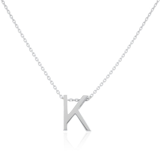 Rhodium plated silver Initial K Necklace PSJCNP - KR - FJewellery