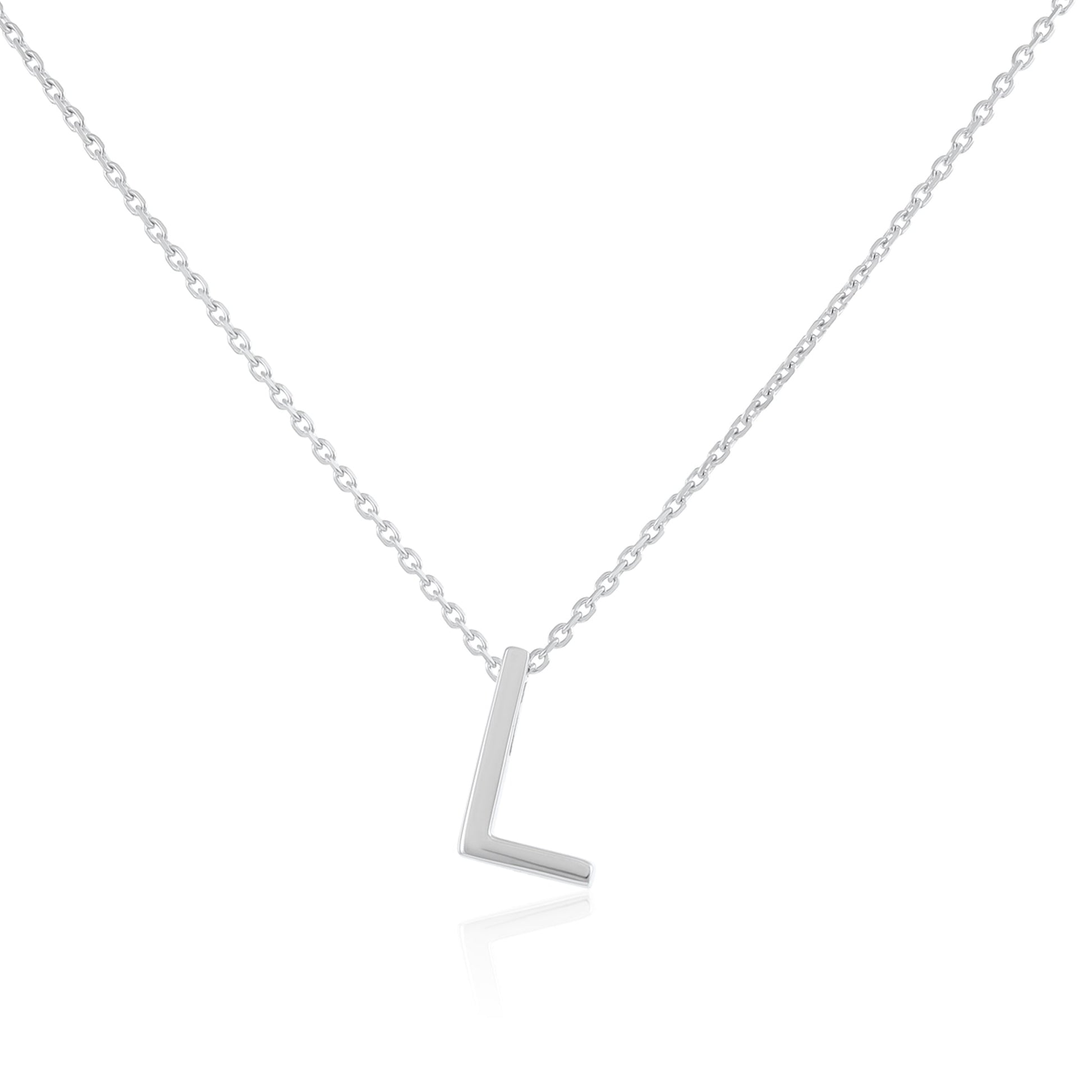 Rhodium plated silver Initial L Necklace PSJCNP - LR - FJewellery
