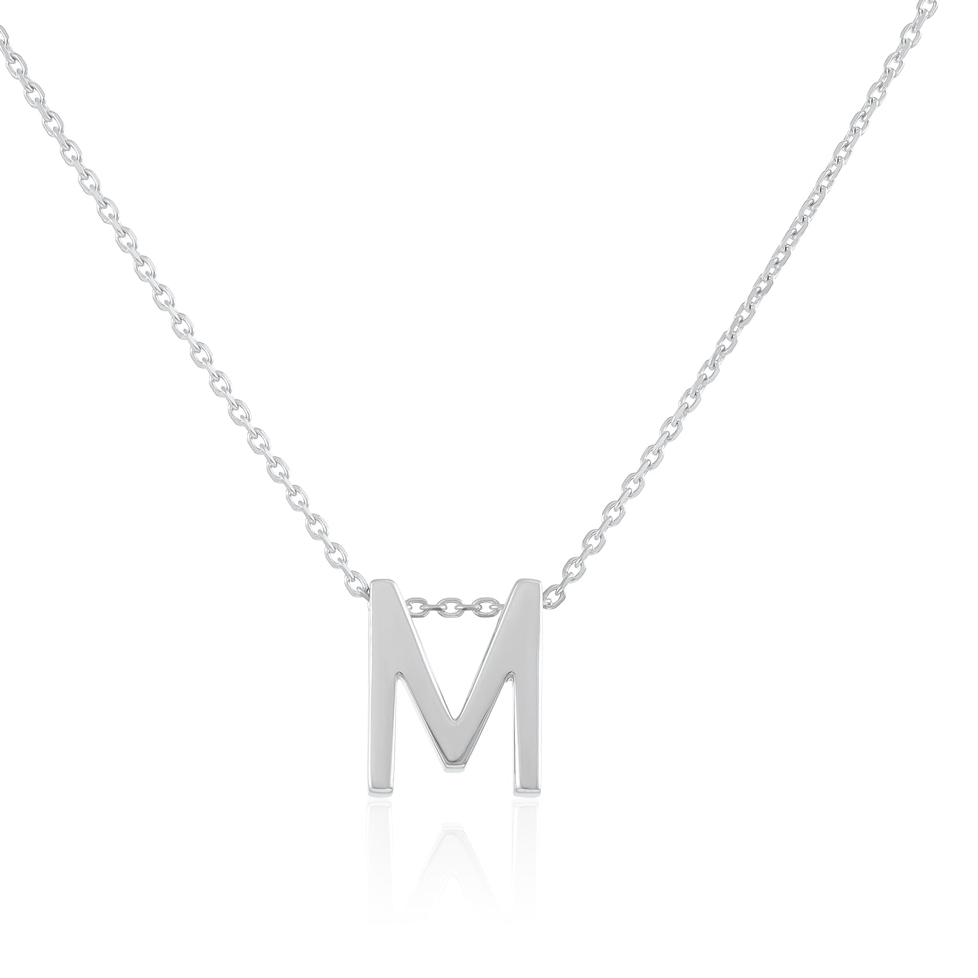 Rhodium plated silver Initial M Necklace PSJCNP - MR - FJewellery