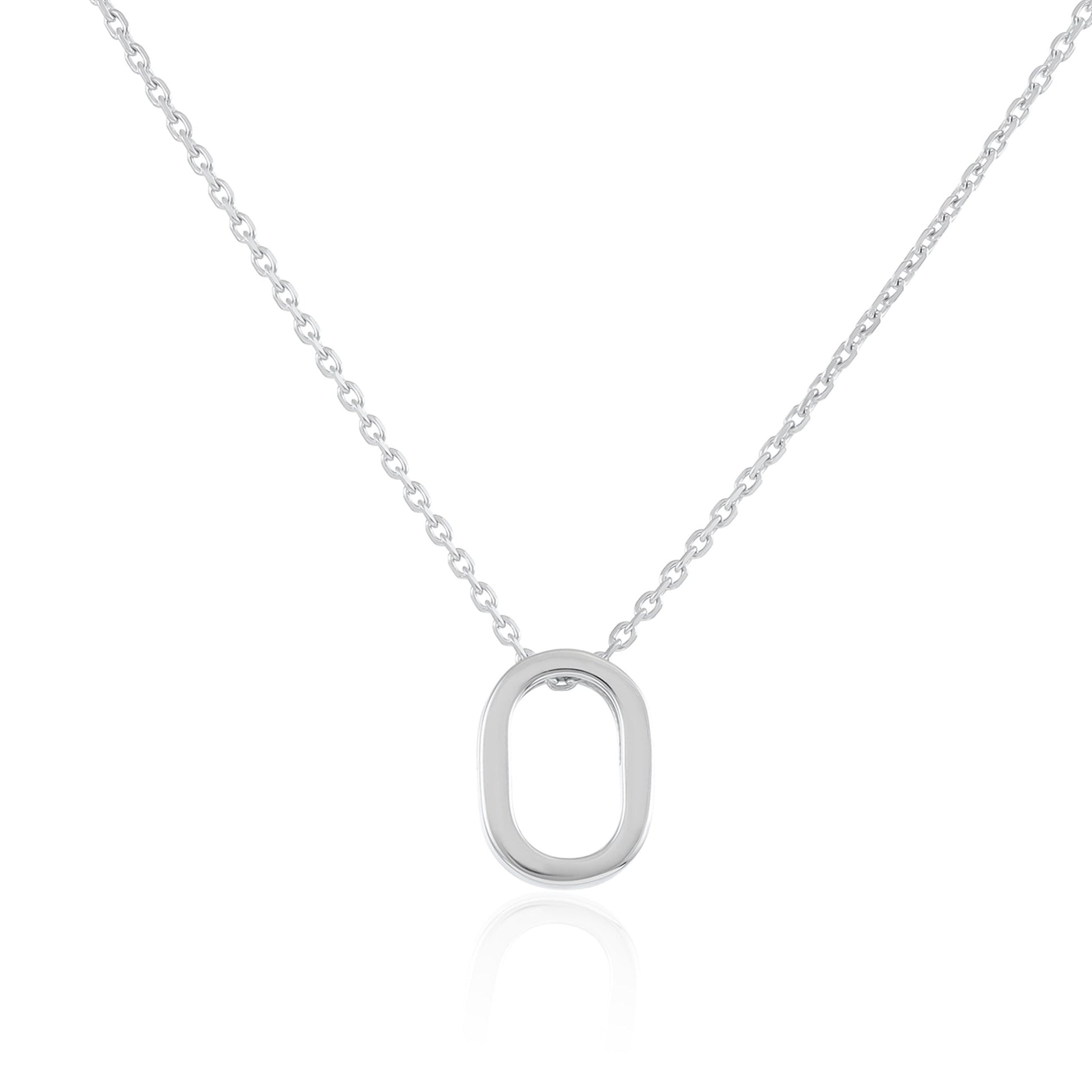 Rhodium plated silver Initial O Necklace PSJCNP - OR - FJewellery