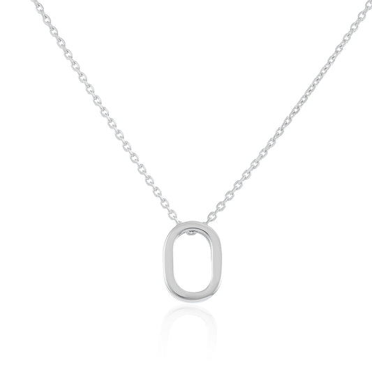 Rhodium plated silver Initial O Necklace PSJCNP - OR - FJewellery