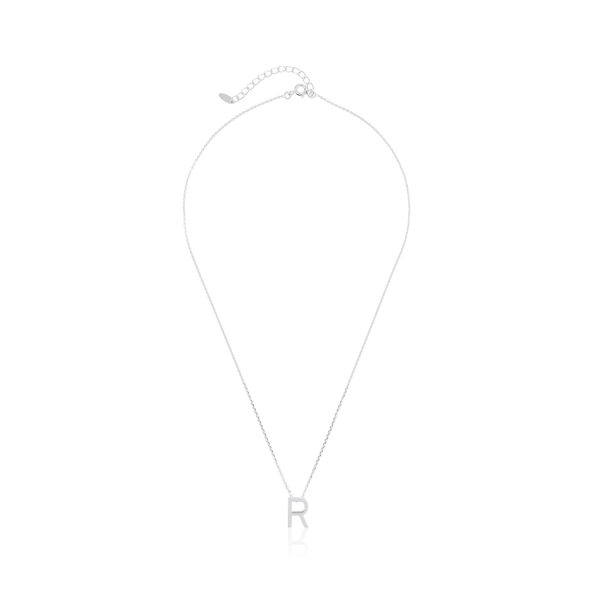 Rhodium plated silver Initial R Necklace PSJCNP - RR - FJewellery