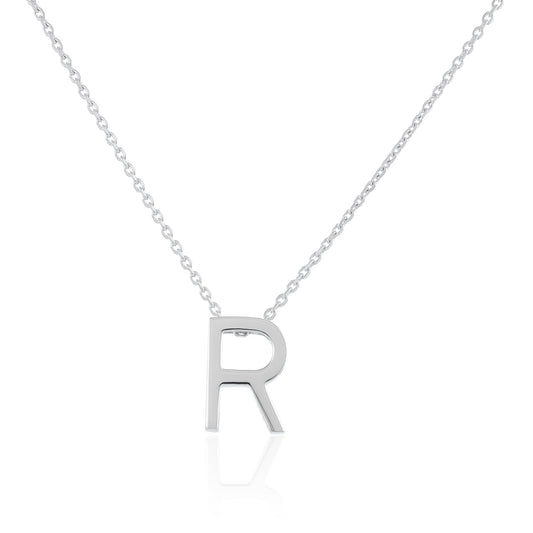 Rhodium plated silver Initial R Necklace PSJCNP - RR - FJewellery