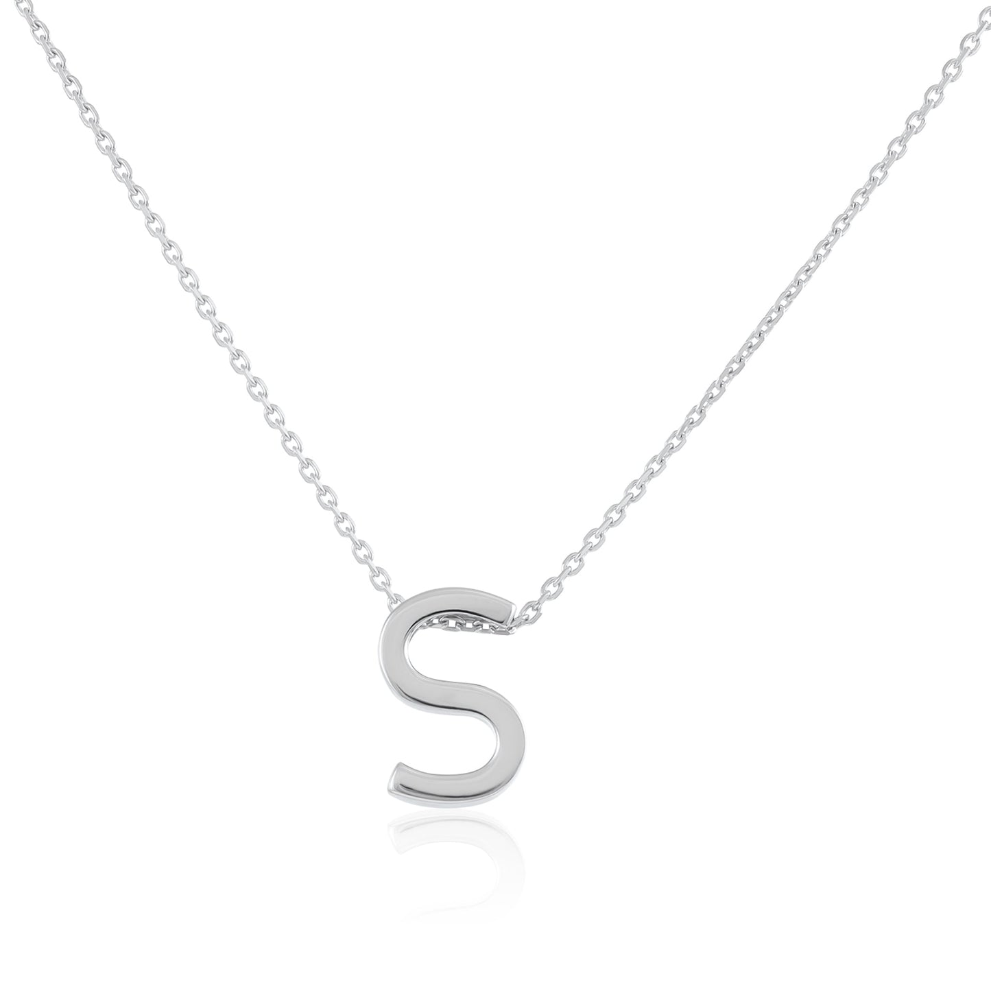 Rhodium plated silver Initial S Necklace PSJCNP - SR - FJewellery