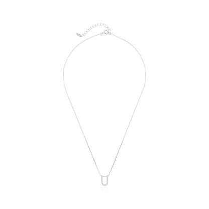 Rhodium plated silver Initial U Necklace PSJCNP - UR - FJewellery