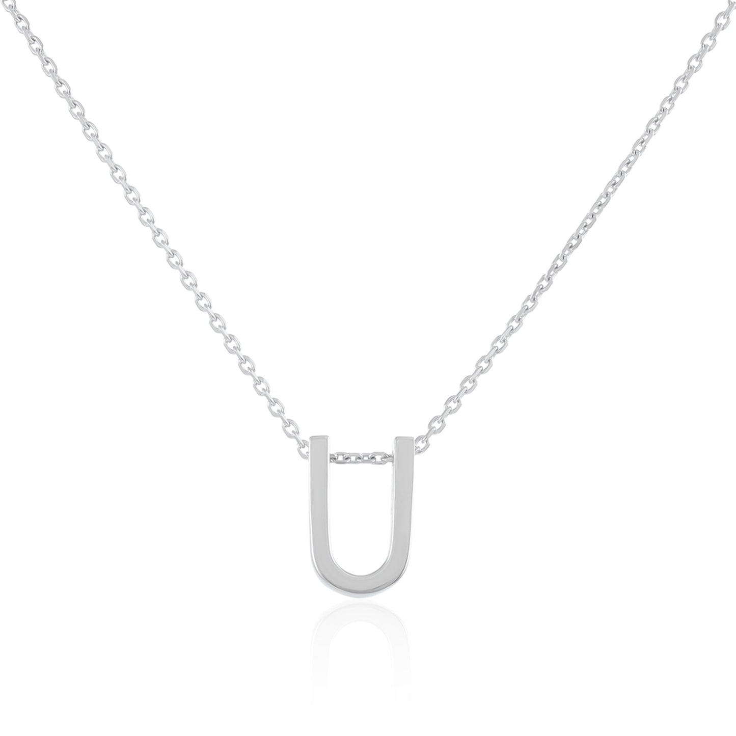 Rhodium plated silver Initial U Necklace PSJCNP - UR - FJewellery