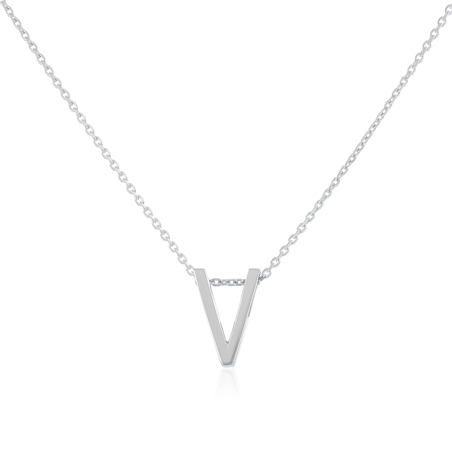 Rhodium plated silver Initial V Necklace PSJCNP - VR - FJewellery