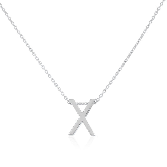 Rhodium plated silver Initial X Necklace PSJCNP - XR - FJewellery