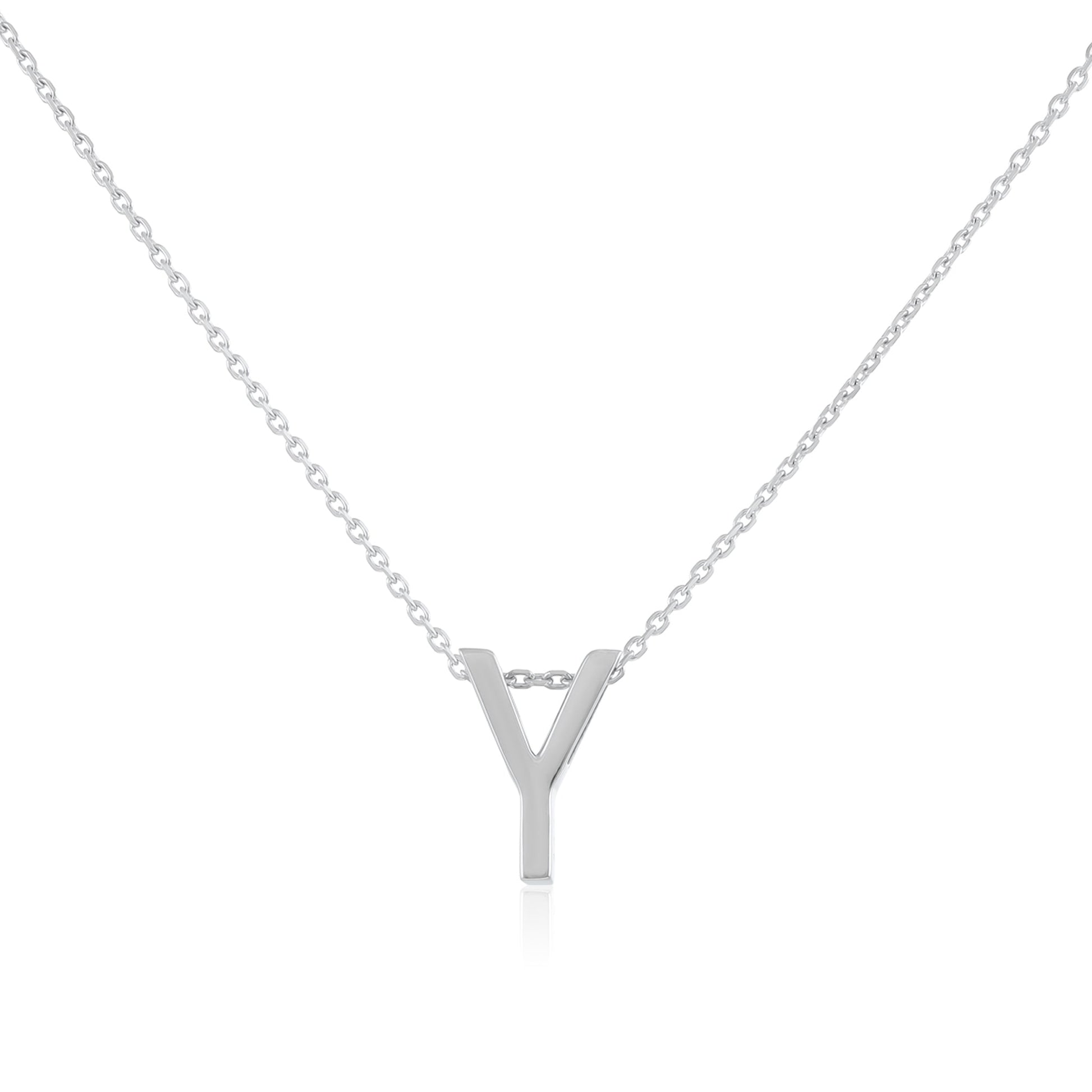 Rhodium plated silver Initial Y Necklace PSJCNP - YR - FJewellery