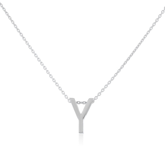 Rhodium plated silver Initial Y Necklace PSJCNP - YR - FJewellery