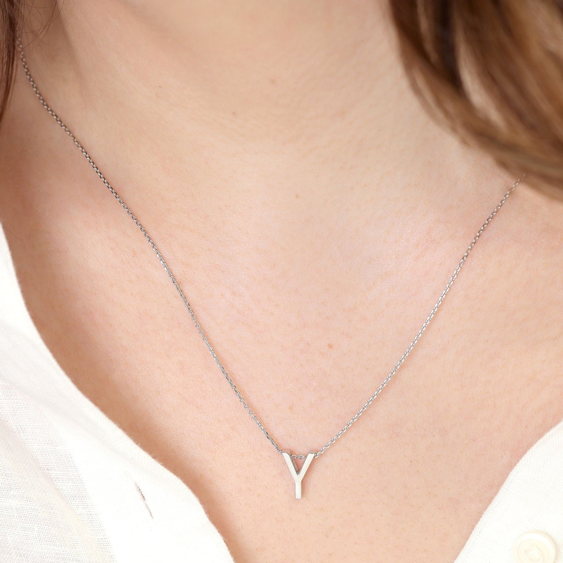Rhodium plated silver Initial Y Necklace PSJCNP - YR - FJewellery