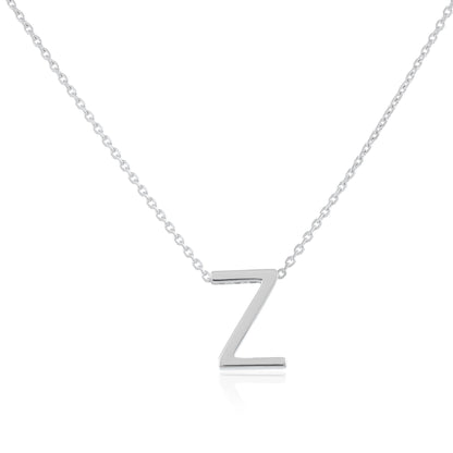 Rhodium plated silver Initial Z Necklace PSJCNP - ZR - FJewellery