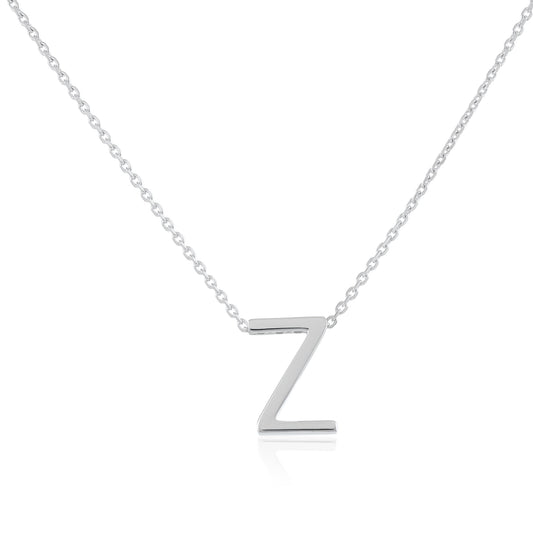 Rhodium plated silver Initial Z Necklace PSJCNP - ZR - FJewellery