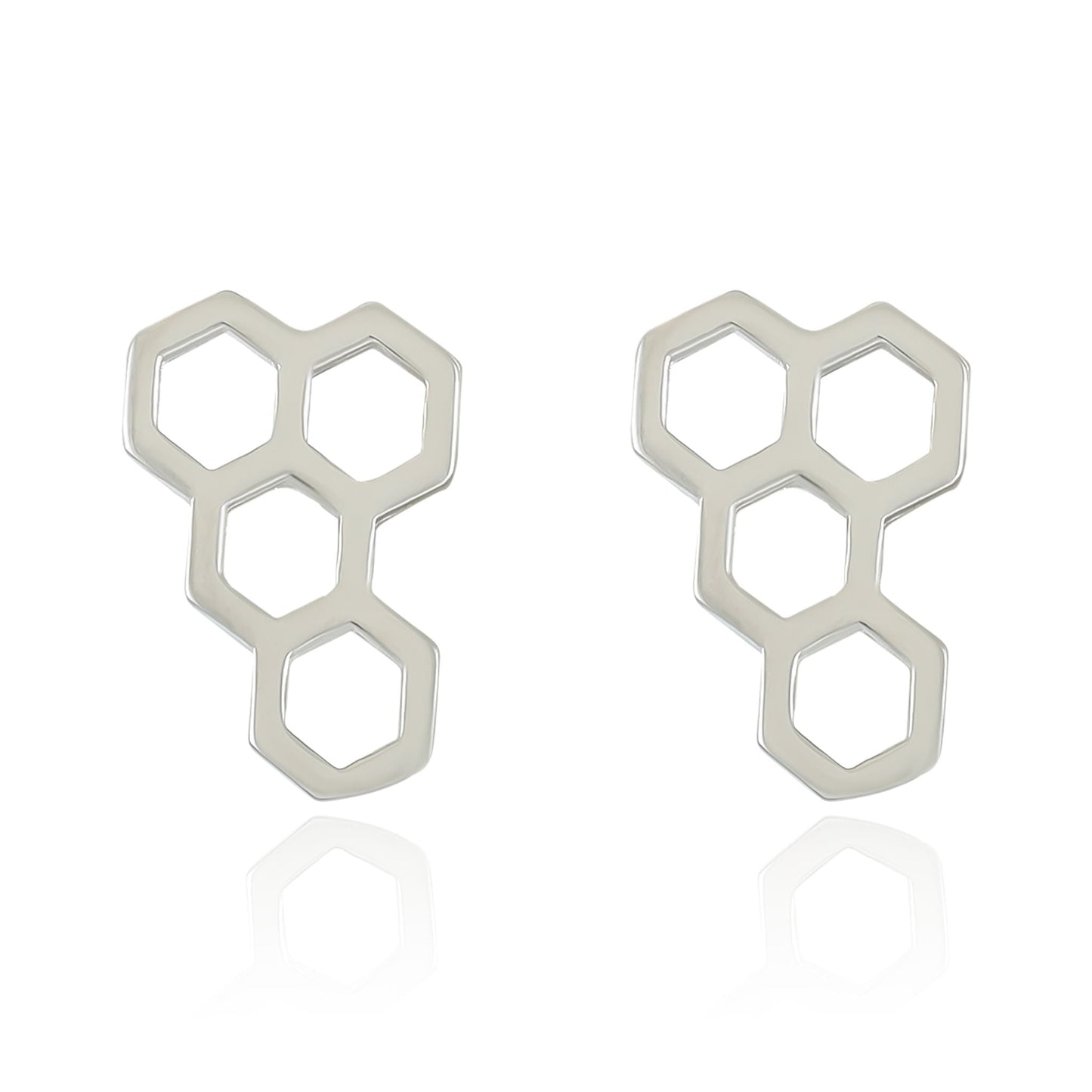 Rhodium plated silver large honeycomb jewellery set - FJewellery