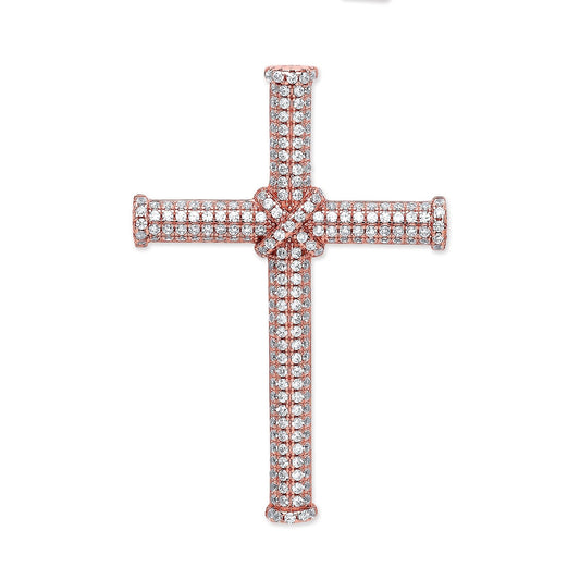 Rose gold Plated 925 Sterling Silve Cz Cross - FJewellery