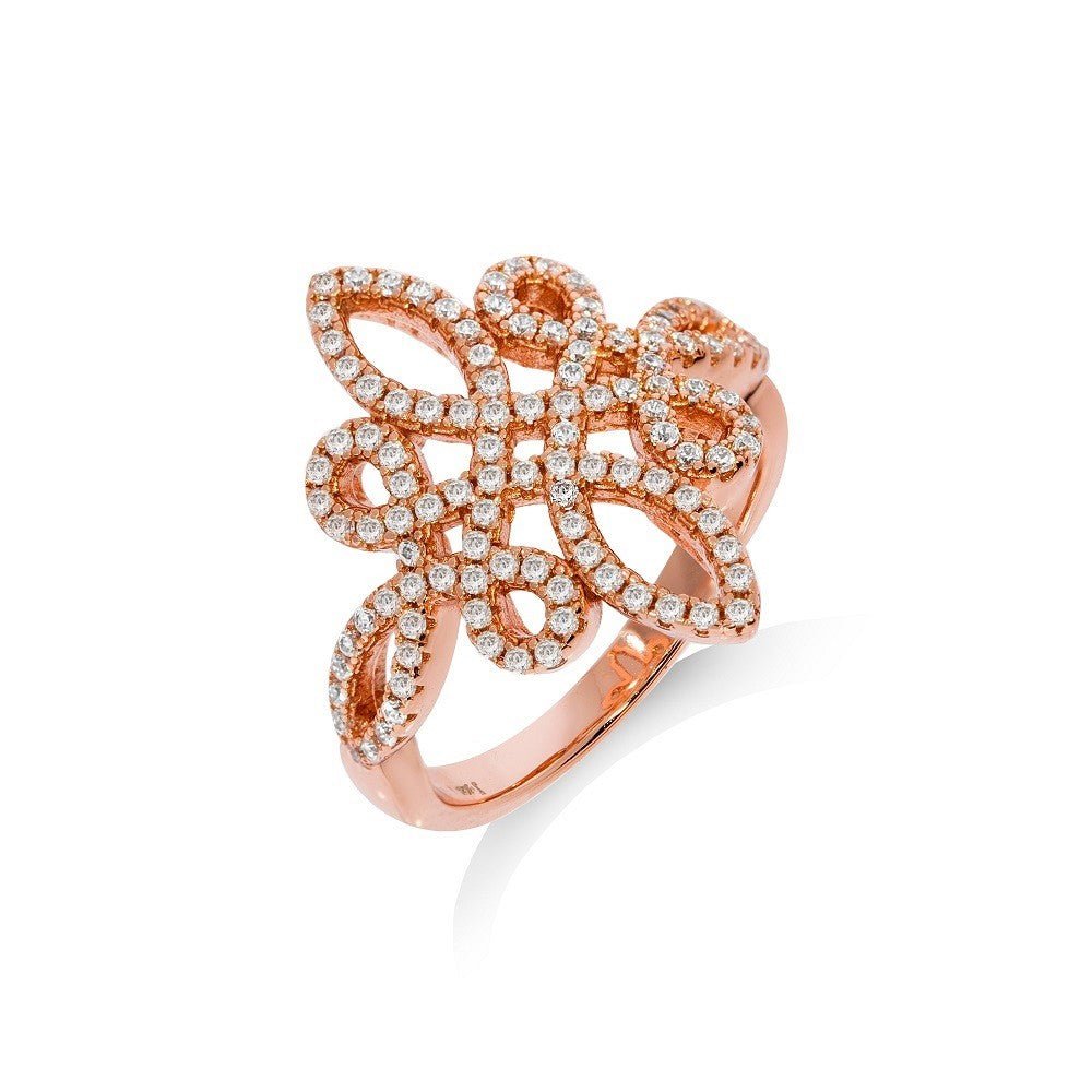 Rose Gold Plated 925 Sterling Silver Fascinating Dress Ring - FJewellery