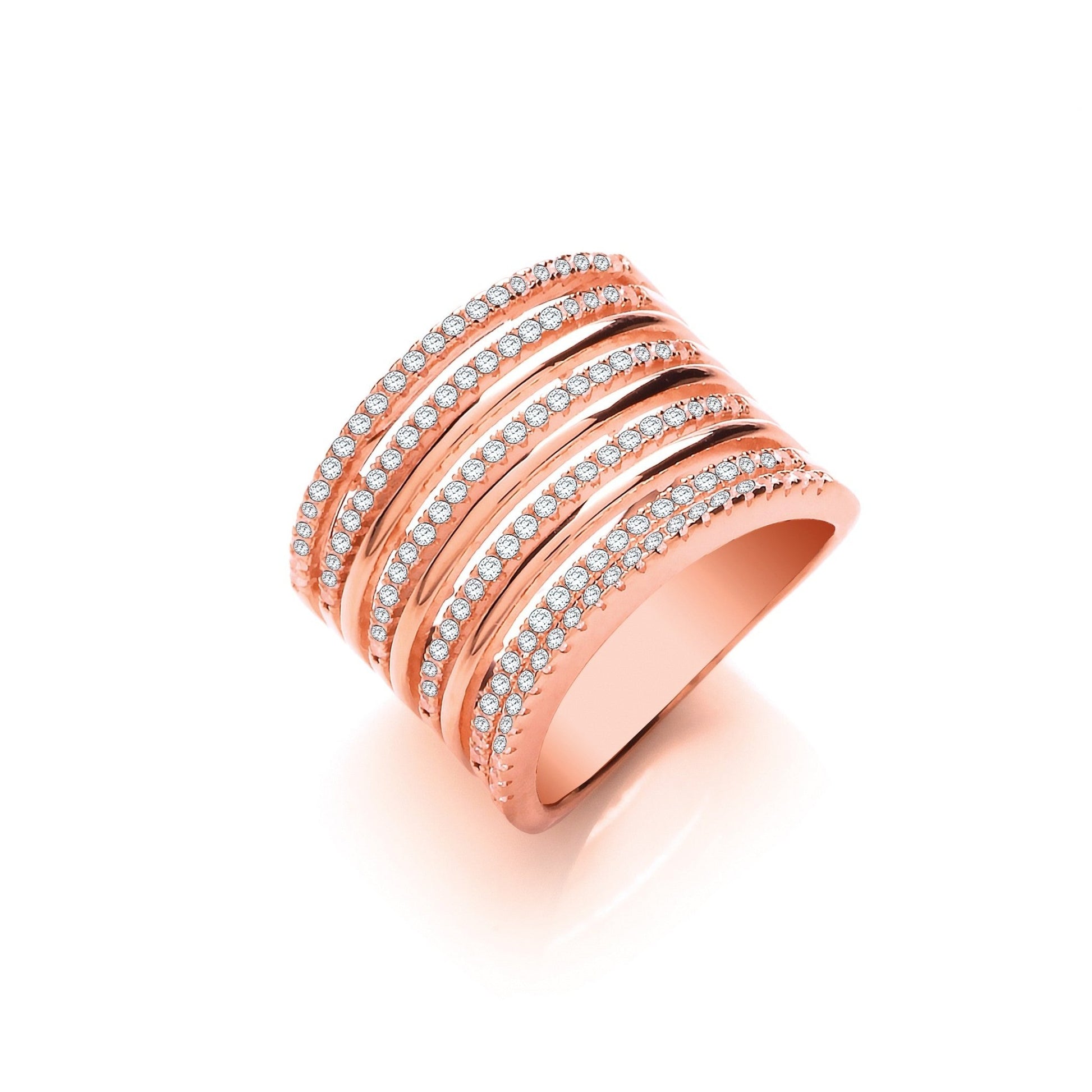 Rose Gold Plated 925 Sterling Silver Large Dress Ring - FJewellery