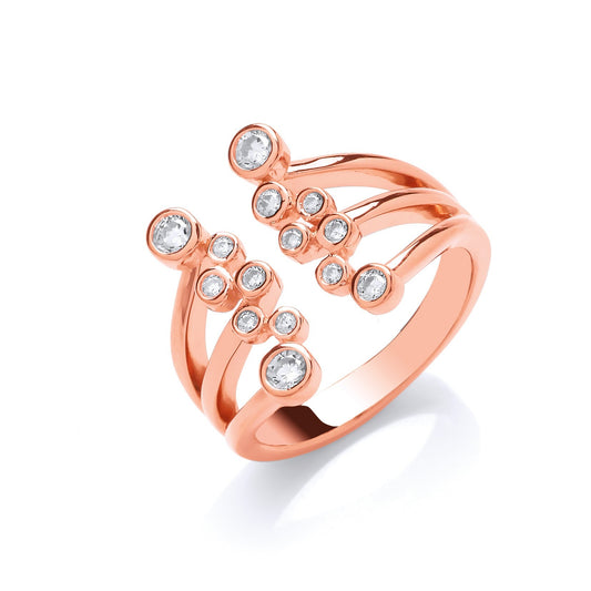 Rose Gold Plated 925 Sterling Silver Open Top Cz Ring - FJewellery