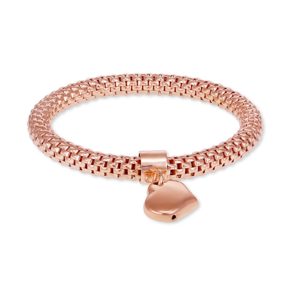 Rose Gold Plated 925 Sterling Silver Round Mesh Bracelet-7" - FJewellery
