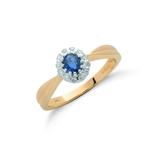 Sapphire and diamond Cluster Ring 9ct Yellow Gold - FJewellery