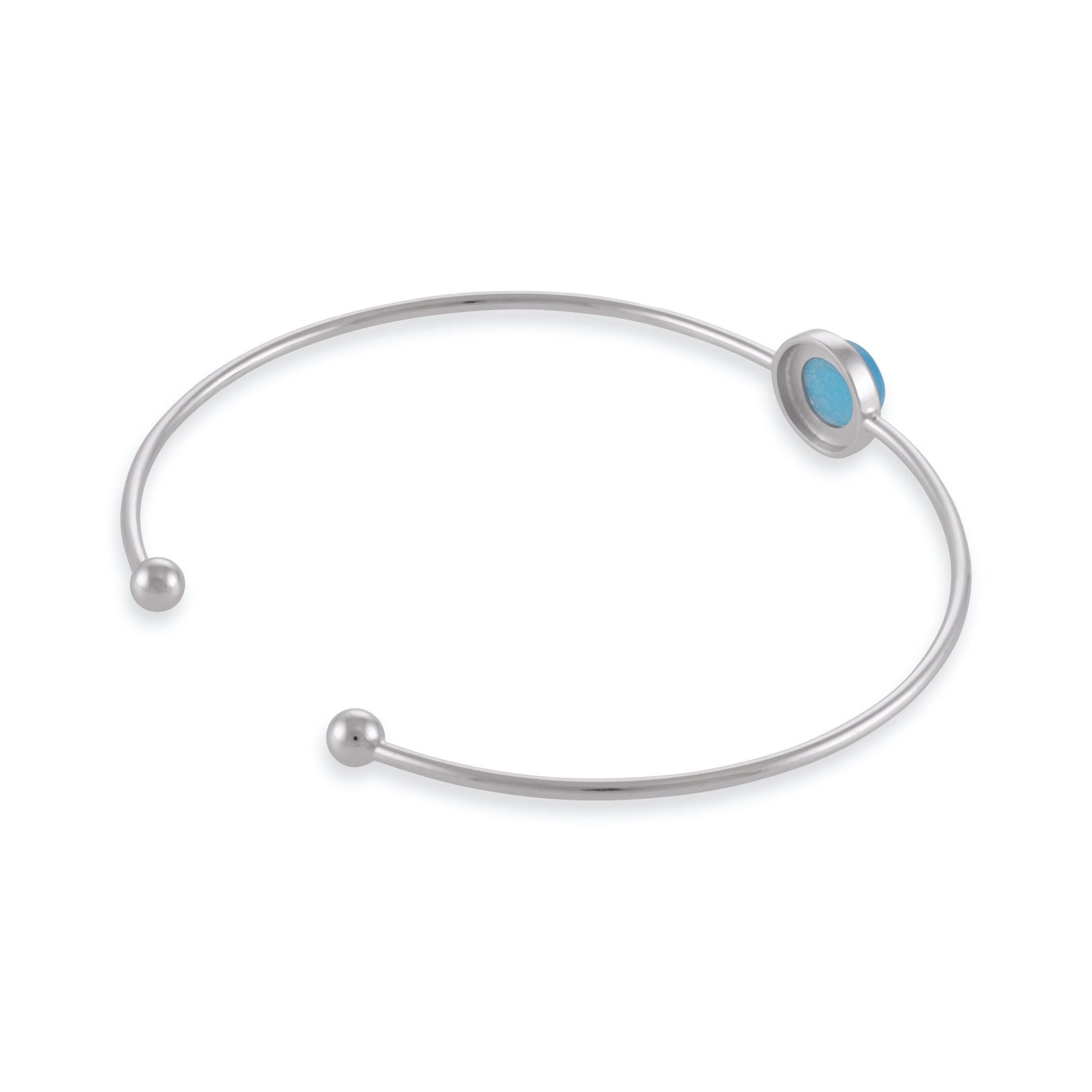 Silver rhodium plated bangle with blue quartz SBN6001.BQ - FJewellery