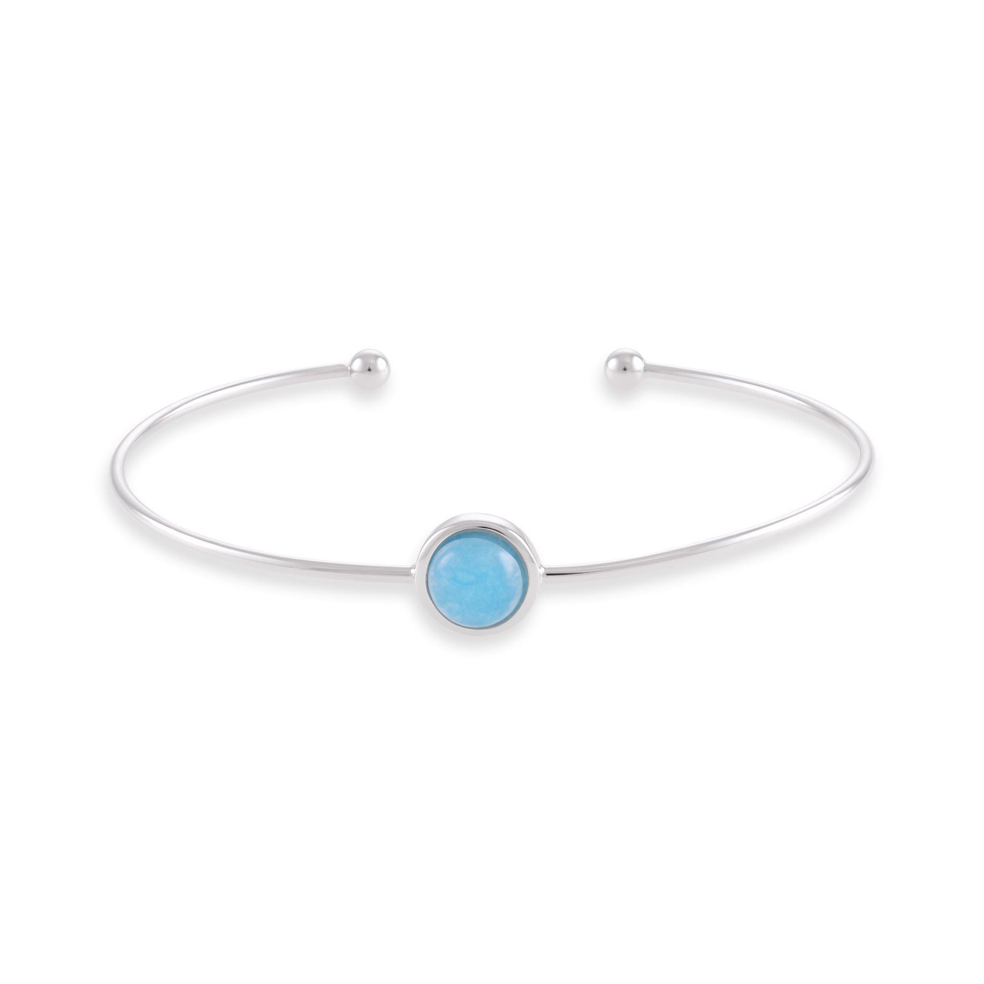 Silver rhodium plated bangle with blue quartz SBN6001.BQ - FJewellery