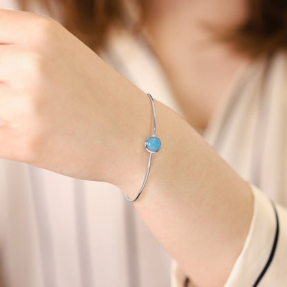 Silver rhodium plated bangle with blue quartz SBN6001.BQ - FJewellery
