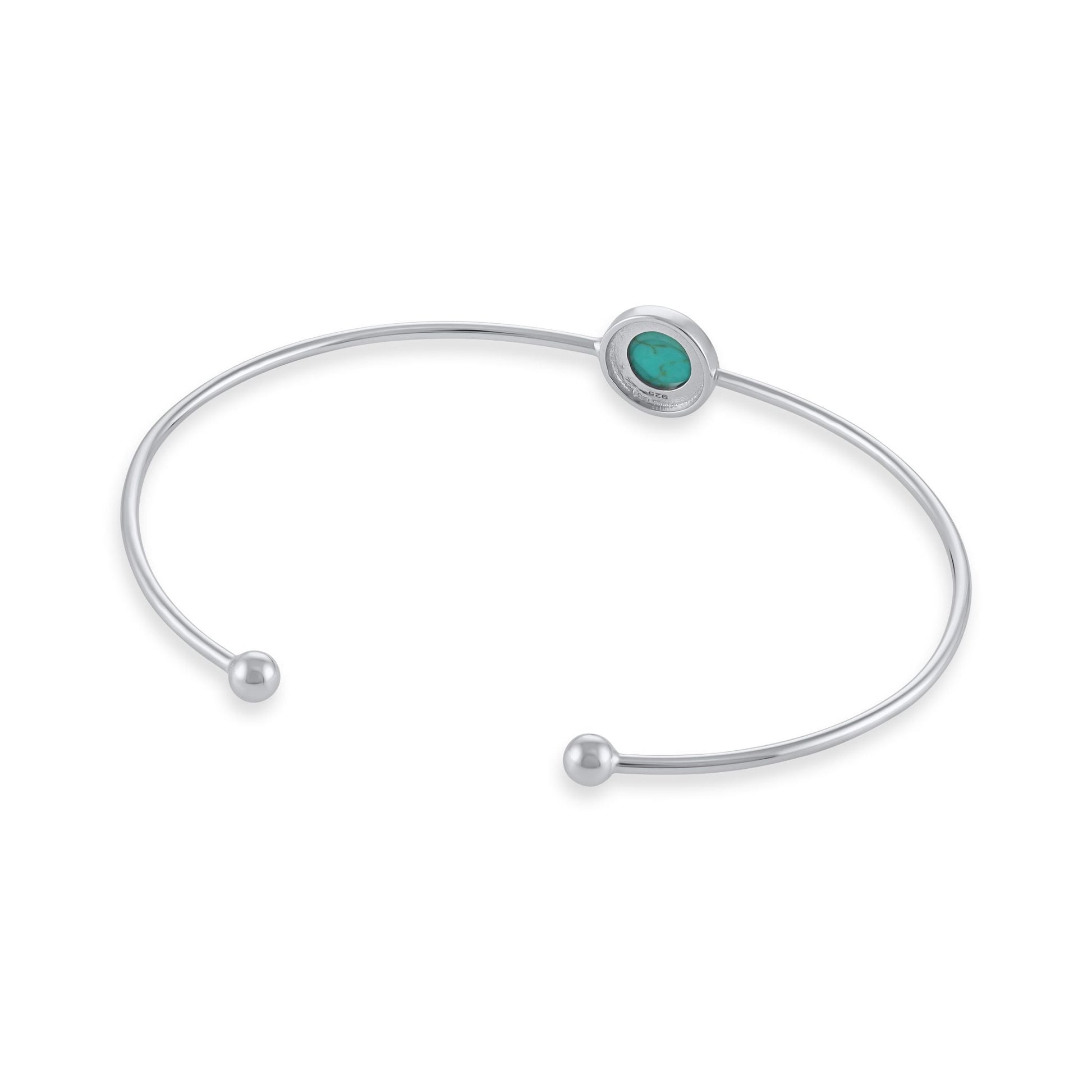 Silver rhodium plated bangle with rec turquoise stone SBN6001.TQ - FJewellery