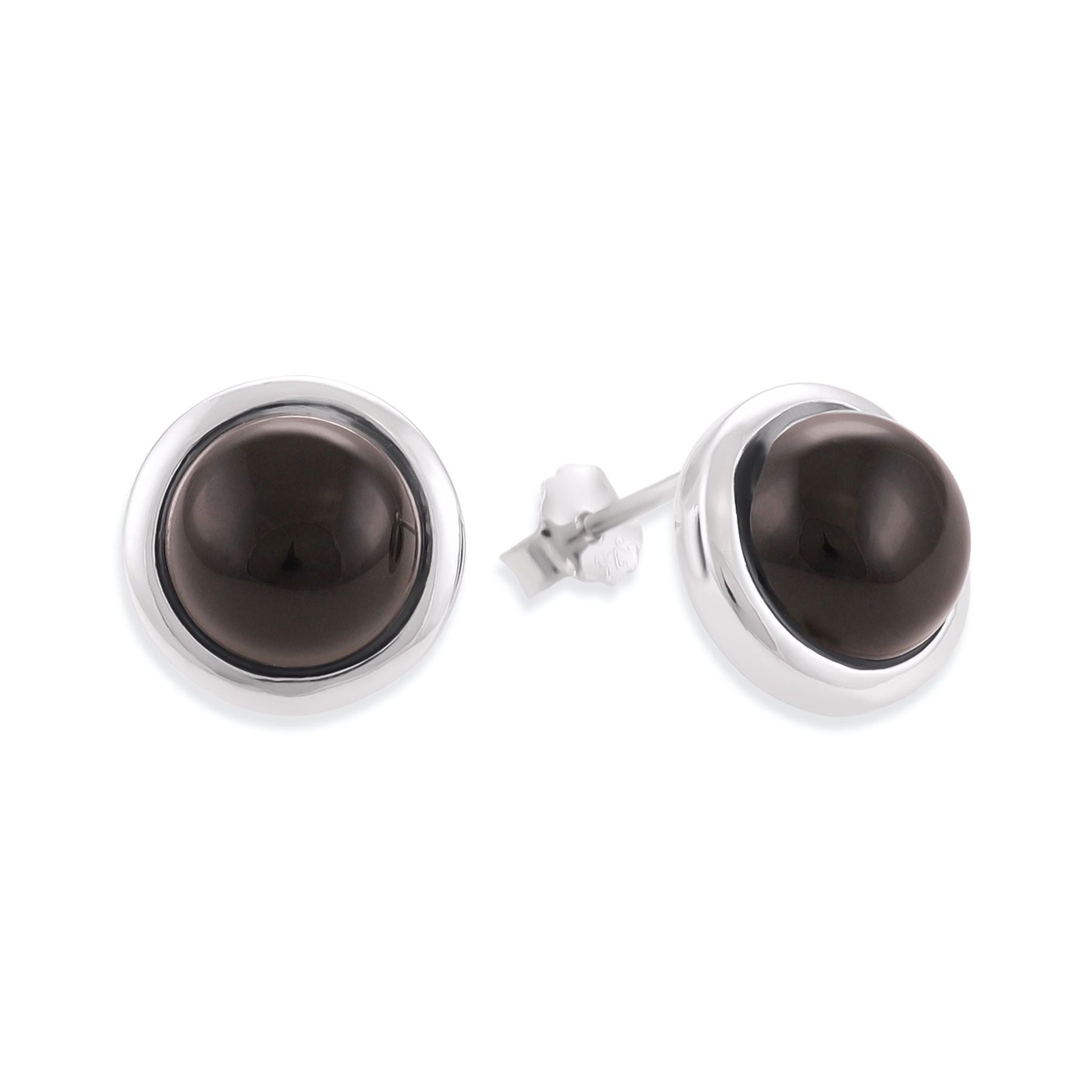 Silver rhodium plated earrings with black onyx stone SER6001.BO - FJewellery