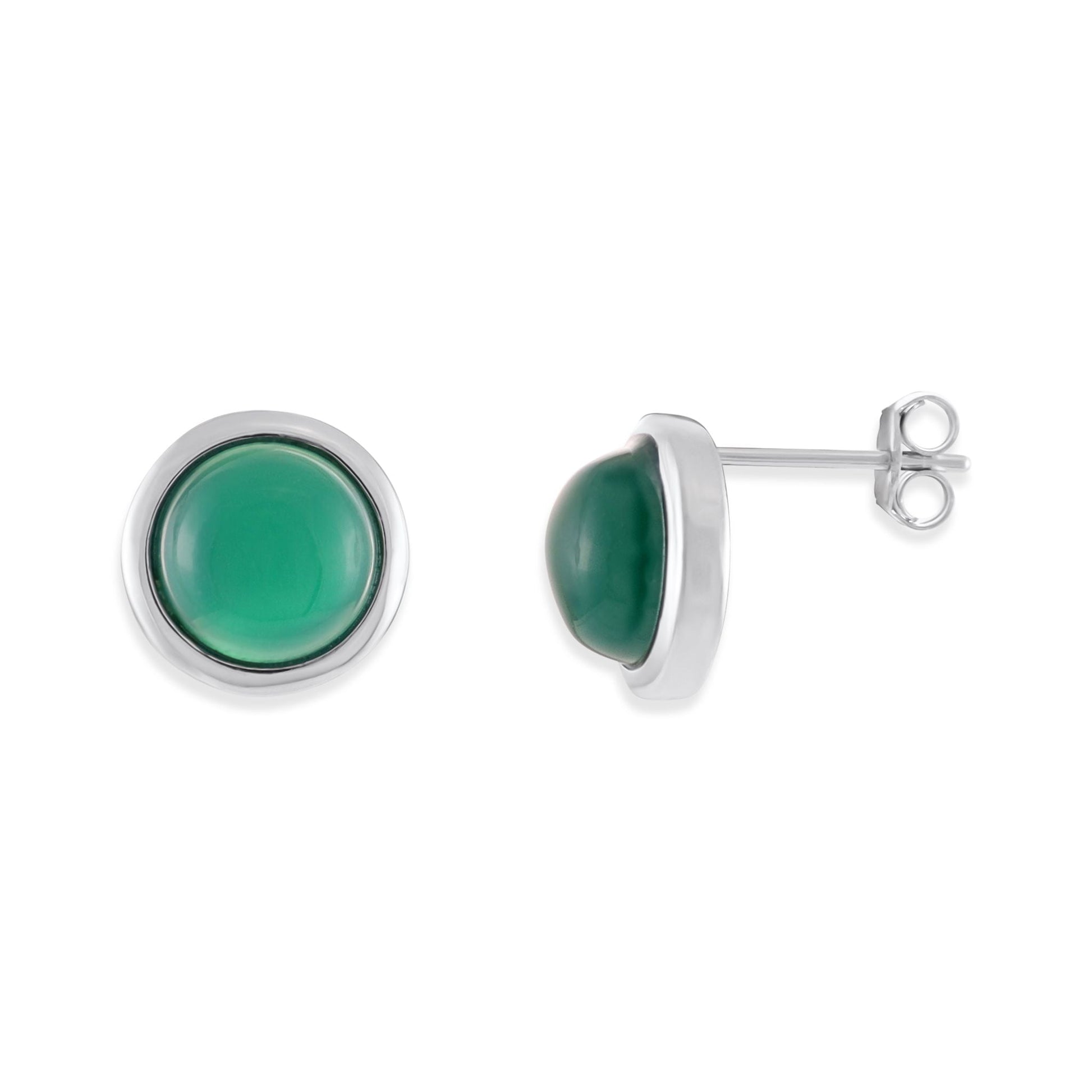 Silver rhodium plated earrings with green agate stone SER6001.GA - FJewellery