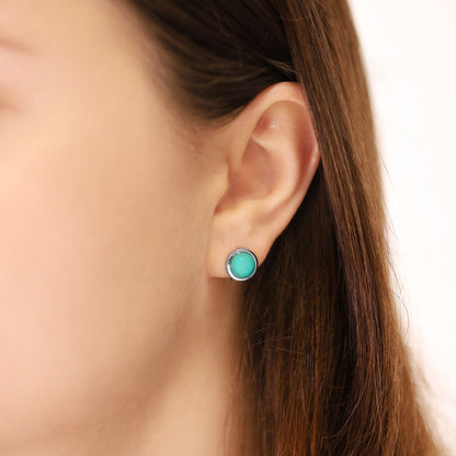 Silver rhodium plated earrings with rec turquoise stone SER6001.TQ - FJewellery