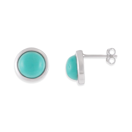 Silver rhodium plated earrings with rec turquoise stone SER6001.TQ - FJewellery