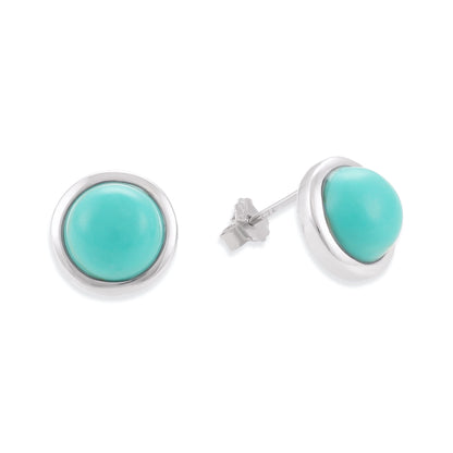 Silver rhodium plated earrings with rec turquoise stone SER6001.TQ - FJewellery