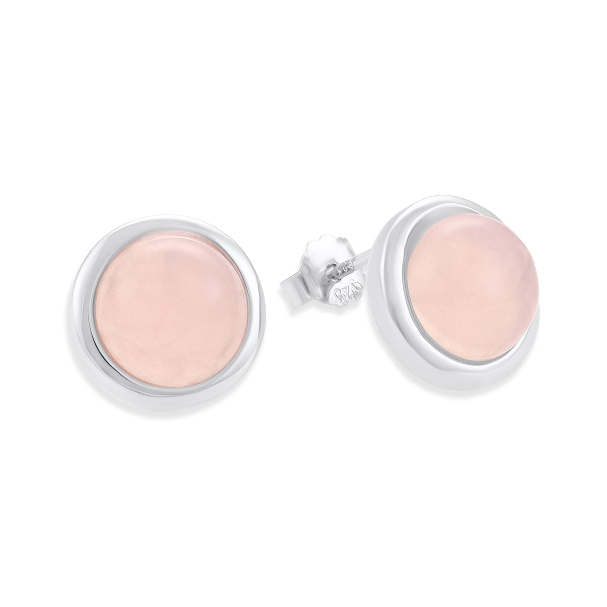 Silver rhodium plated earrings with rose quartz SER6001.RQ - FJewellery