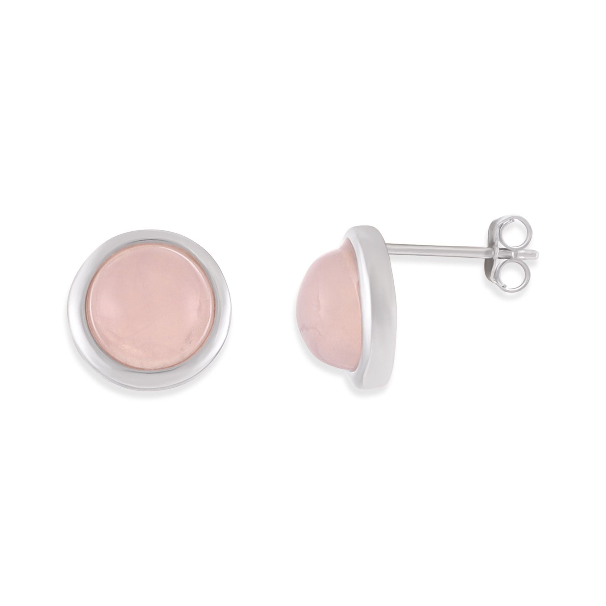 Silver rhodium plated earrings with rose quartz SER6001.RQ - FJewellery