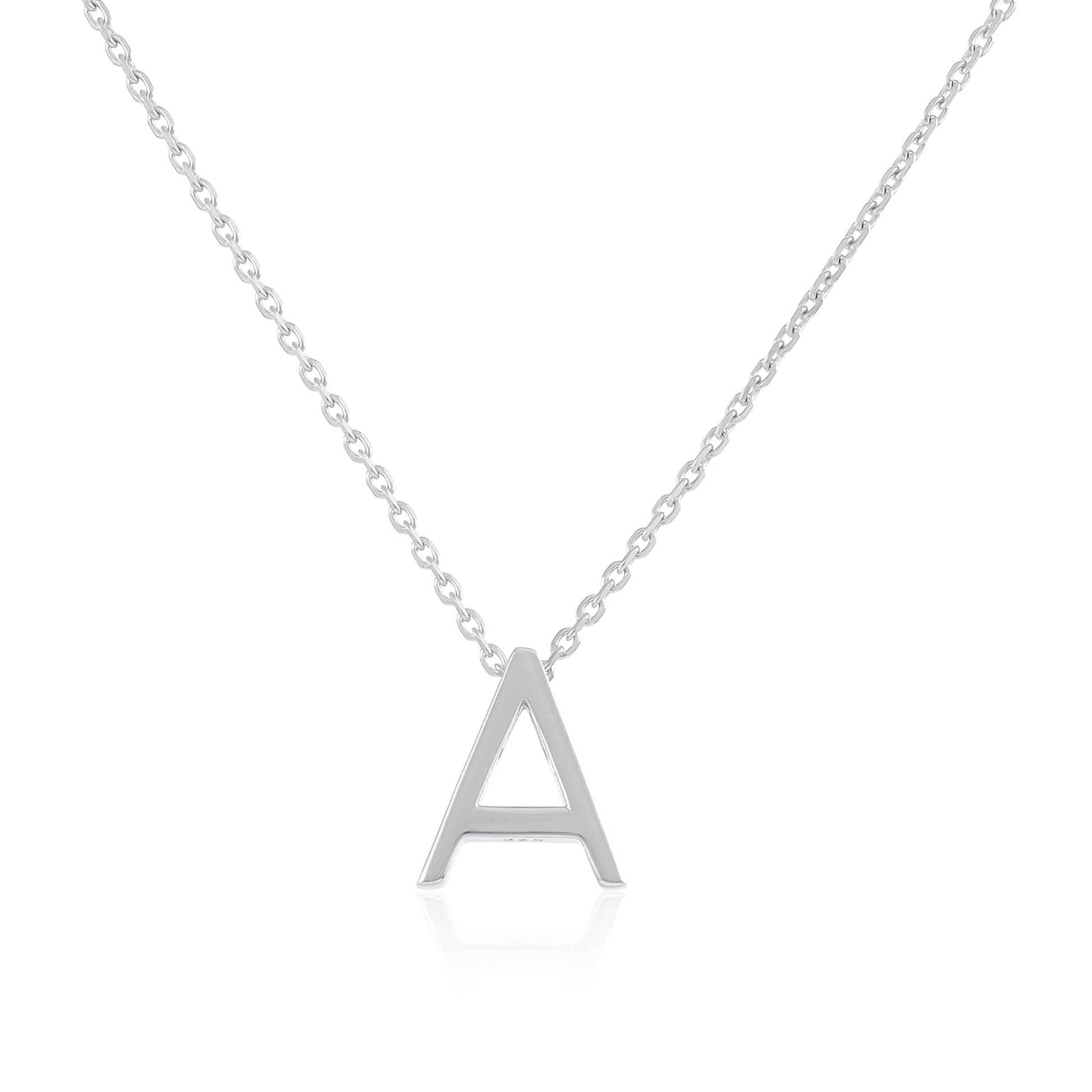 Silver rhodium plated Initial A Necklace PSJCNP - AR - FJewellery
