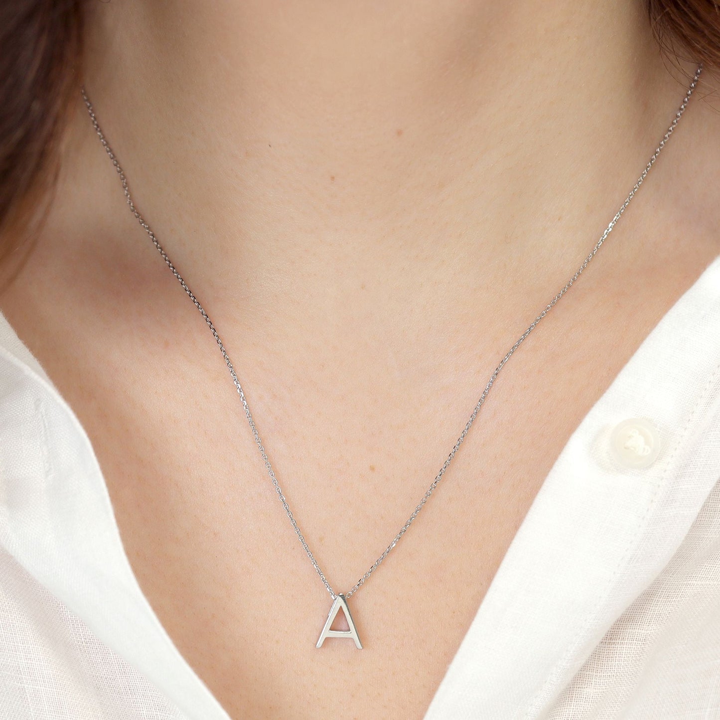 Silver rhodium plated Initial A Necklace PSJCNP - AR - FJewellery