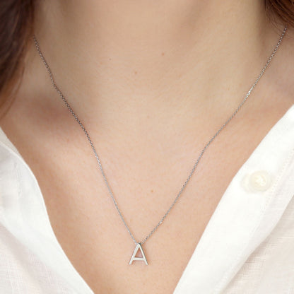 Silver rhodium plated Initial A Necklace PSJCNP - AR - FJewellery