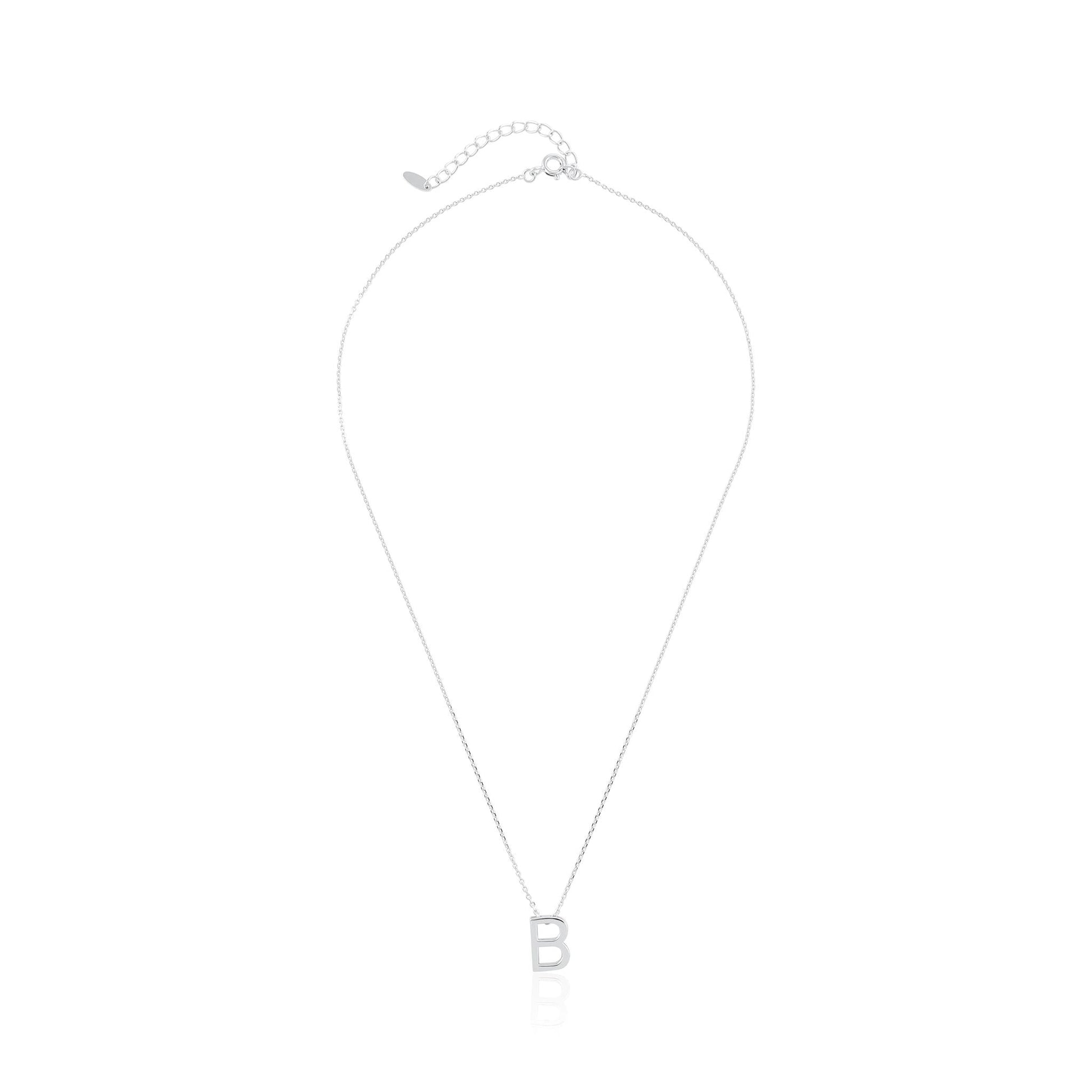 Silver rhodium plated Initial B Necklace PSJCNP - BR - FJewellery