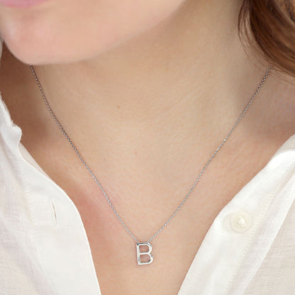 Silver rhodium plated Initial B Necklace PSJCNP - BR - FJewellery